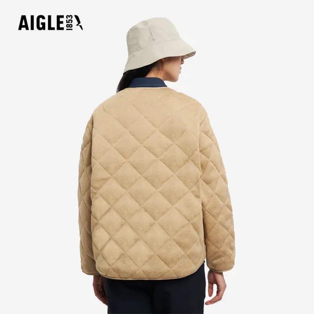 【AIGLE】女 刷毛保暖外套｜AG-5A228A150 卡其(女外套 保暖外套 刷毛外套 刷毛衣 鋪棉外套)