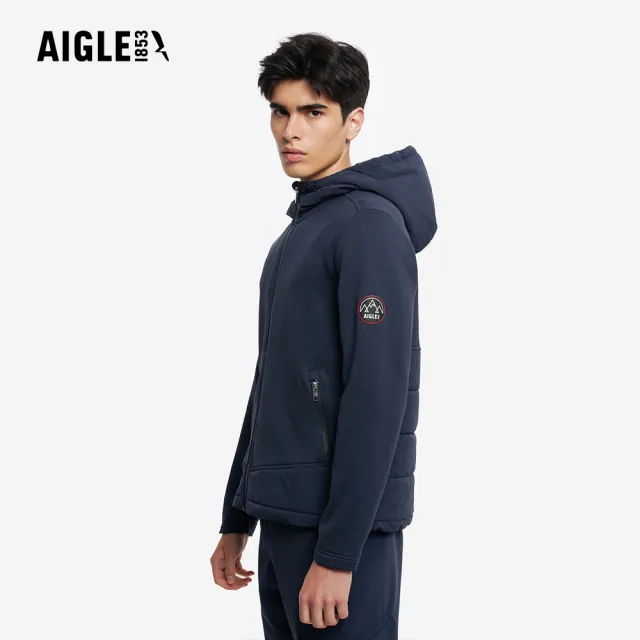 【AIGLE】男 POLARTEC 彈性刷毛外套｜AG-5A301A057 深藍 (男外套 保暖外套 刷毛外套 滑雪 彈性外套)
