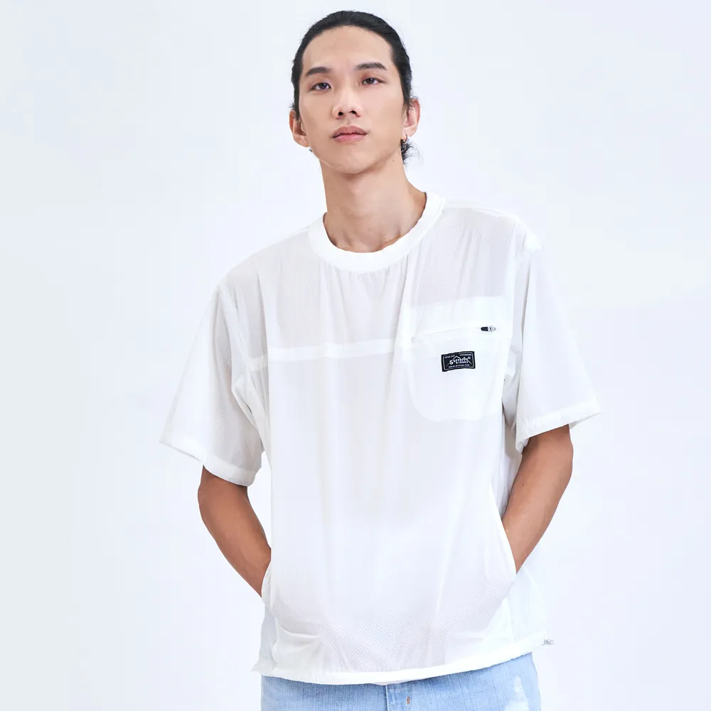 【5th STREET】中性  短t 短袖 上衣 t恤 TEE 夜光 logo 白色(570921)