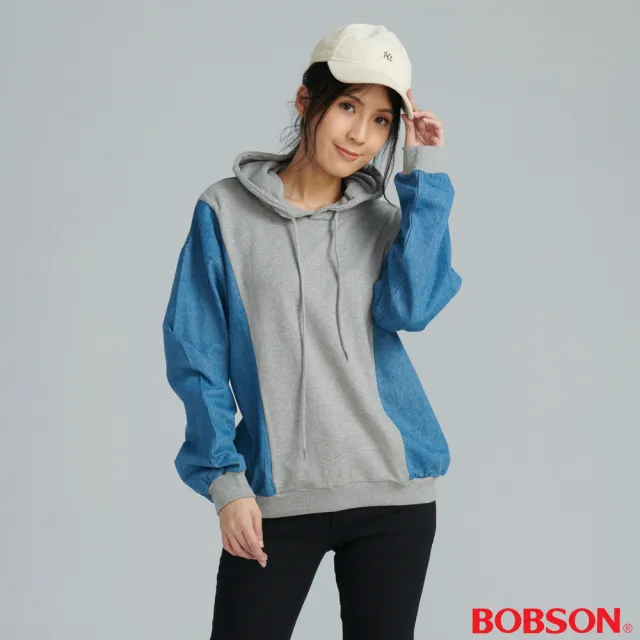 【BOBSON】女款連帽拼接上衣(81075-83)