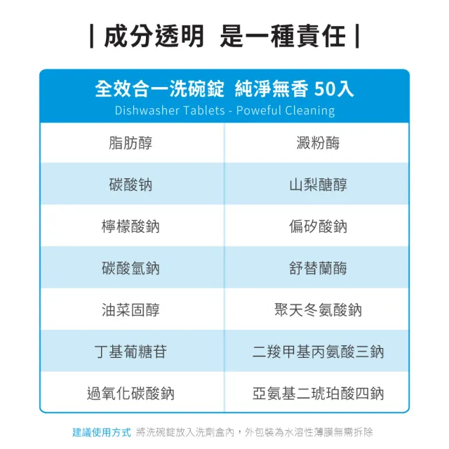 【ecostore 宜可誠】(分次配)洗碗機專用全效洗碗錠/洗碗塊-純淨無香50錠(無色素防腐/光潔軟水/全機型)