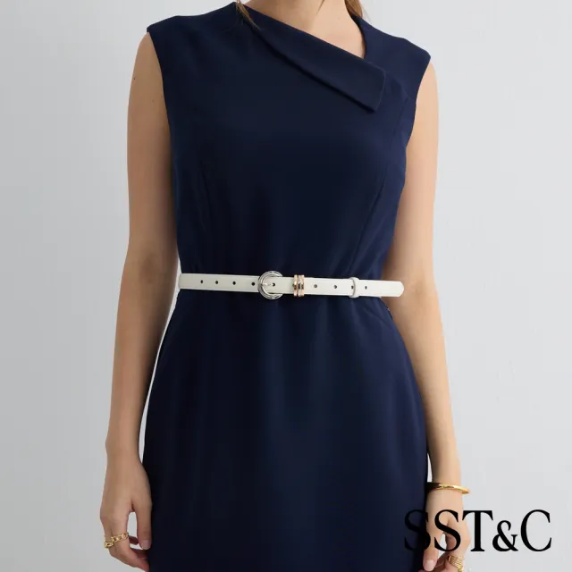 【SST&C】女款_白色金銀雙色釦頭真皮皮帶82126923001(限時85折)