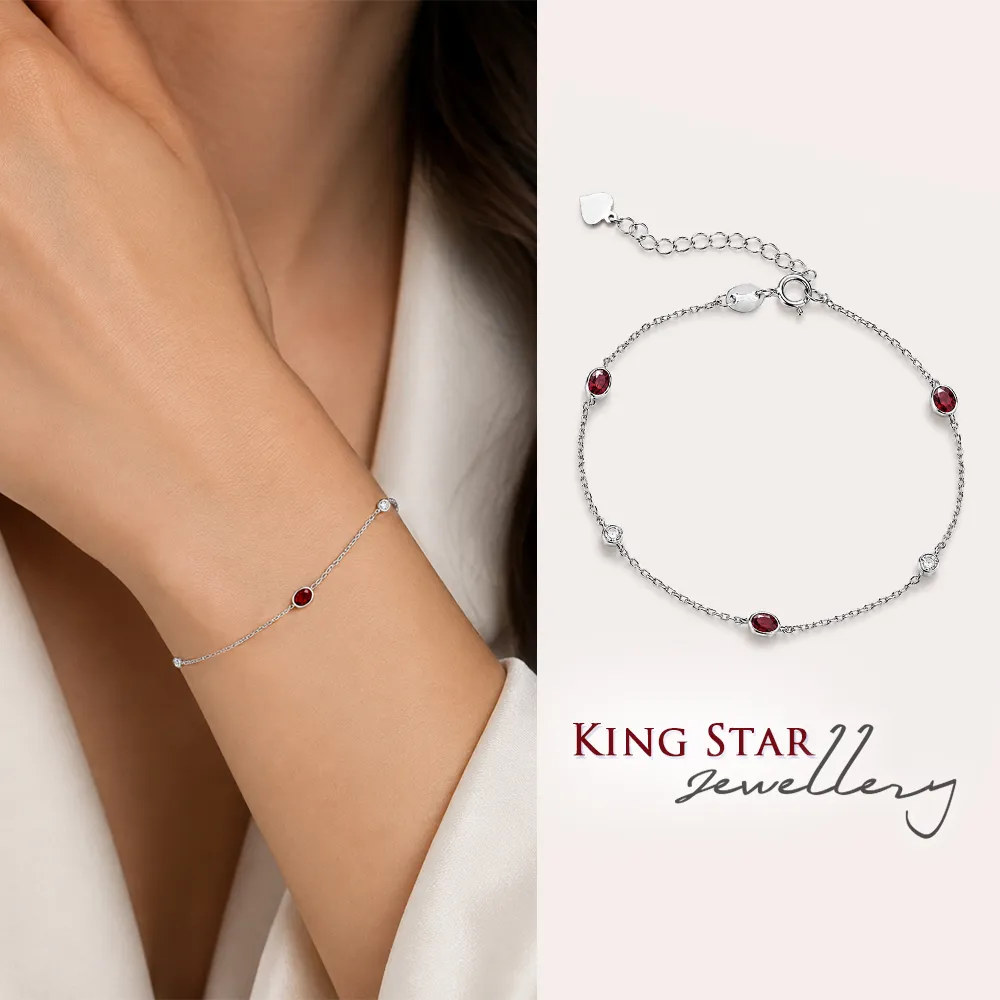 【King Star】天然紅寶石手鍊 星緋