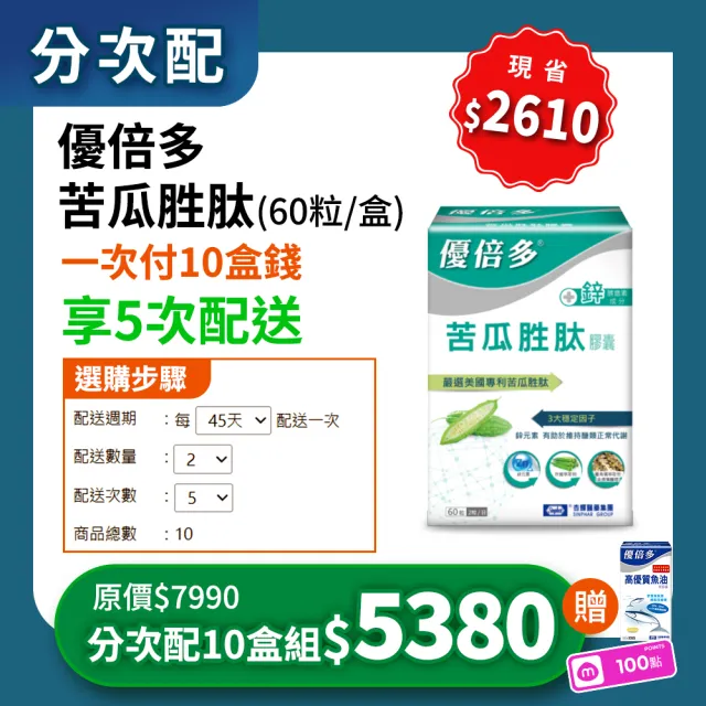 (分次配)【杏輝醫藥】優倍多YouBest 苦瓜胜肽膠囊(60粒/盒)