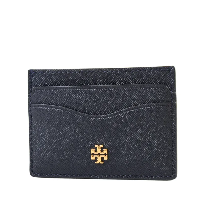 【TORY BURCH】金字LOGO防刮皮革名片夾-藍色