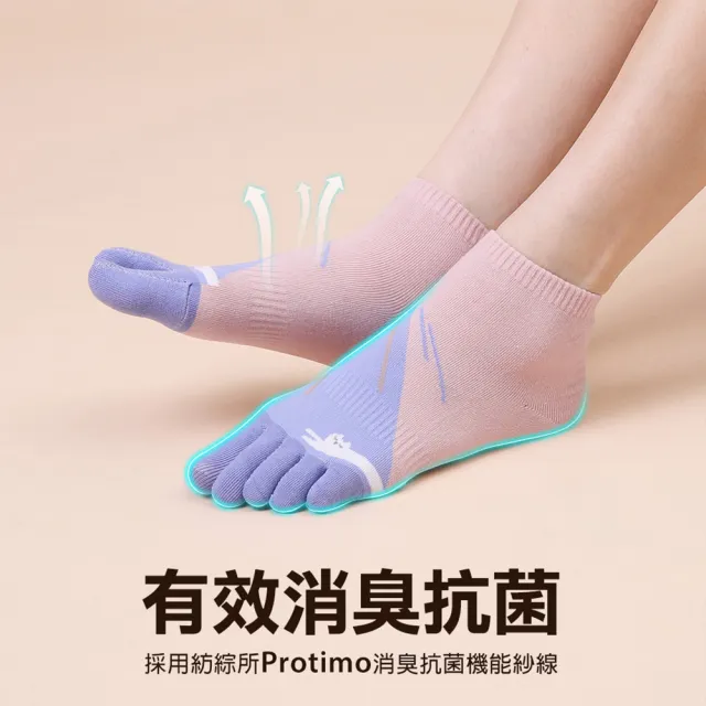 【蒂巴蕾】3雙組-消臭乾爽立體五趾襪-曬太陽小貓(除臭襪/消臭五指襪/除臭五指襪)
