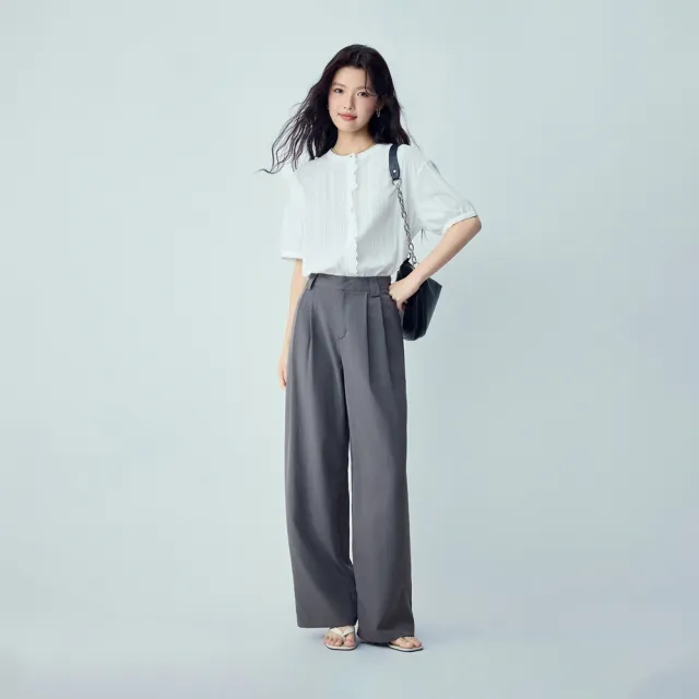 【GIORDANO 佐丹奴】女裝壓褶顯瘦休閒長褲(多色任選)