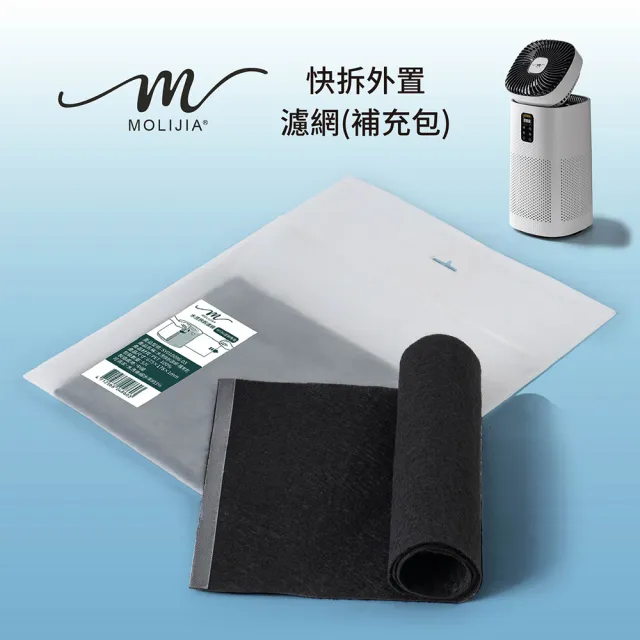【MOLIJIA 魔力家】M196 風扇UV空氣清淨機-專用配件-快拆外置濾網補充包5片裝(BY010096)