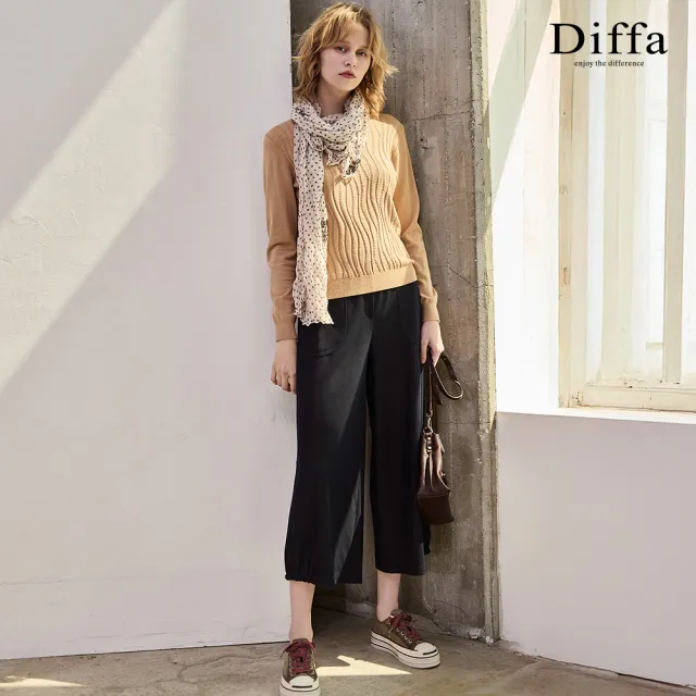 【Diffa】立體波紋圓領線衫-女