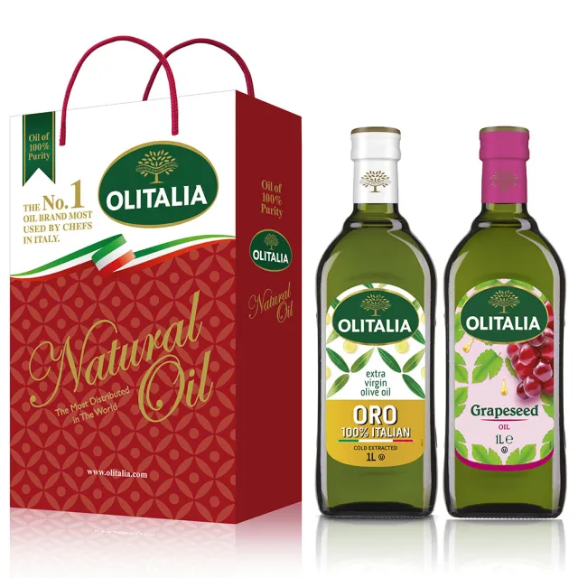 【Olitalia 奧利塔】特級初榨橄欖油+葡萄油禮盒組(1000mlx2瓶)