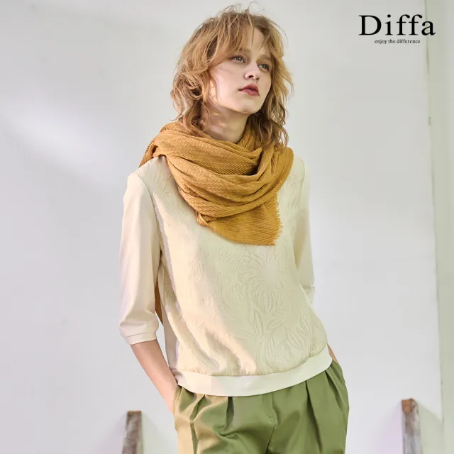 【Diffa】異素材拼接速乾抗UV針織衫-女