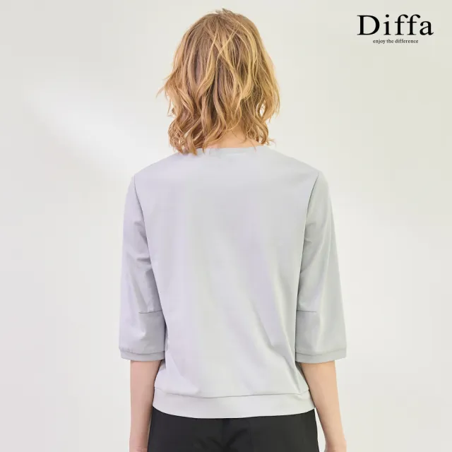 【Diffa】異素材拼接速乾抗UV針織衫-女