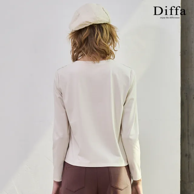 【Diffa】異素材拼接綁結針織衫-女