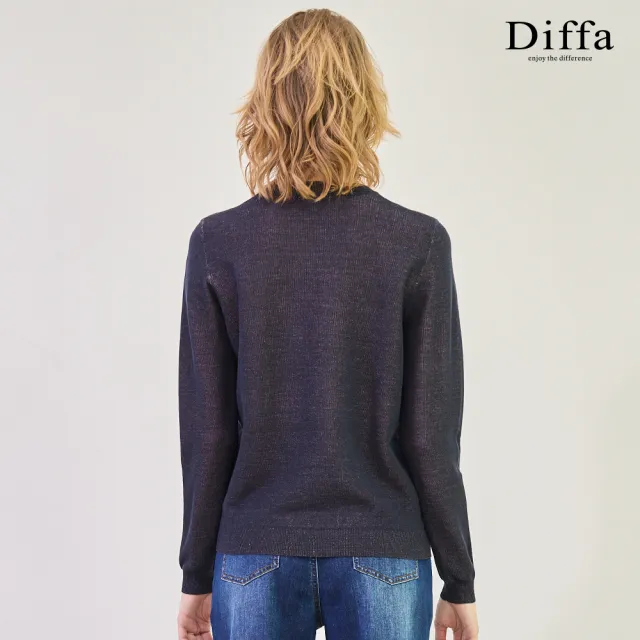 【Diffa】撞色波點織紋線衫-女