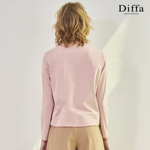【Diffa】貓咪印花抽繩速乾針織衫-女