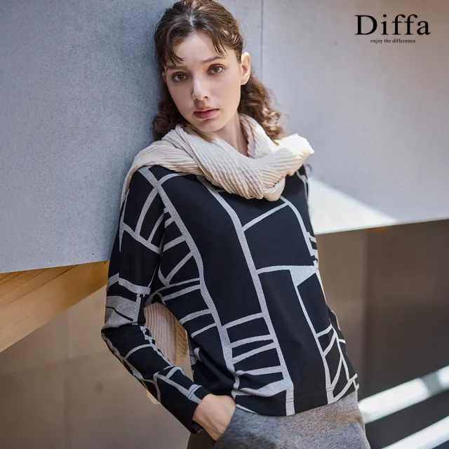 【Diffa】簡約織條落肩針織衫-女