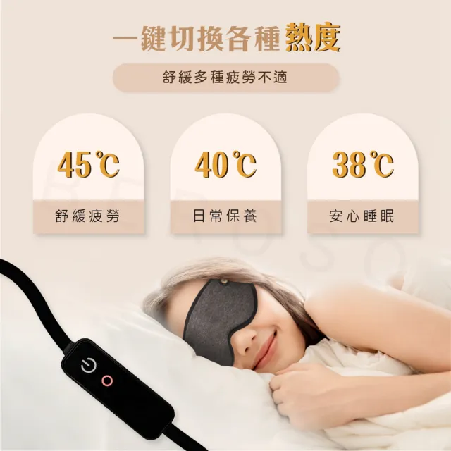 【Beroso 倍麗森】磁吸式三段溫控定時立體熱敷眼罩A00029( 睡眠眼罩 禮物 雙11)