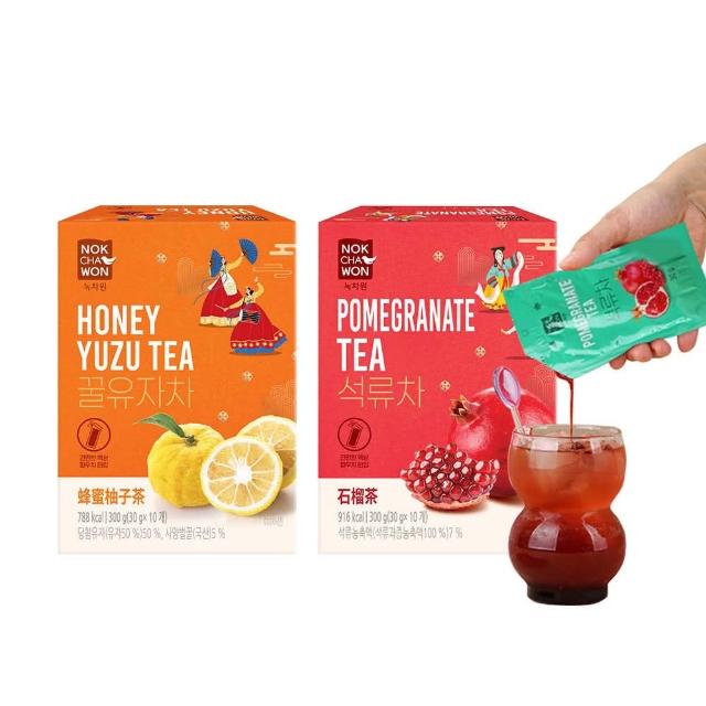 即期品【韓味不二】韓國綠茶園蜂蜜果醬茶-隨手包盒裝300g/盒(石榴茶/蜂蜜風味柚子茶)