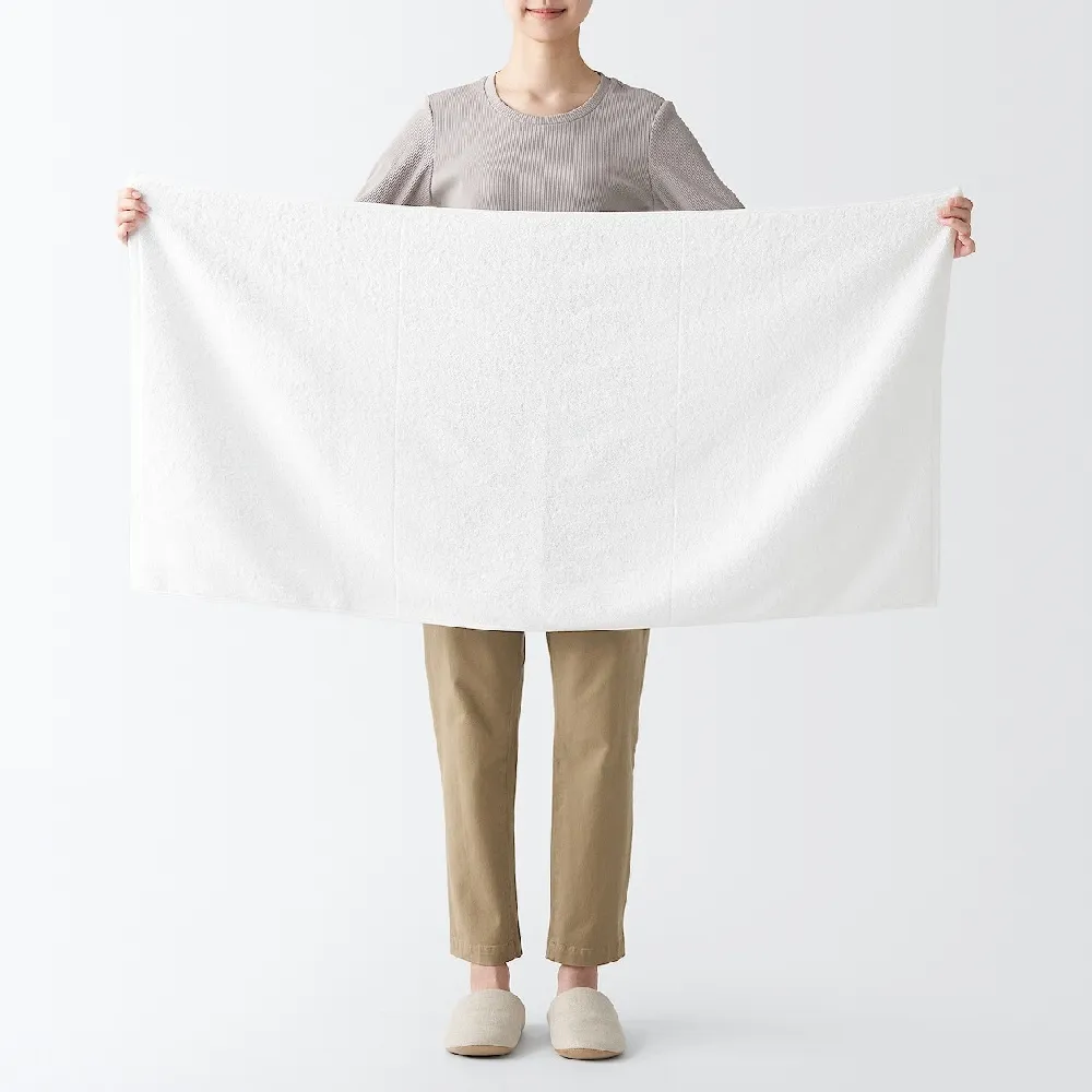 【MUJI 無印良品】棉圈絨雙線織小浴巾/可吊掛(柔白/灰色/綠色/粉米/墨黑)成品尺寸:W60×L120 cm