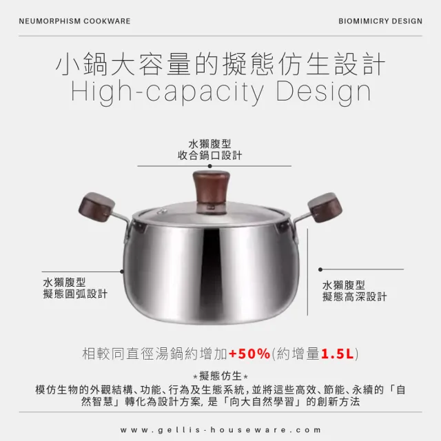 【GELLIS 鵲利仕】今日限定20cmTAEGU獺古鍋系列精鑄316一體成型節能省力含蓋雙耳萬用鍋湯鍋牛奶鍋IH爐可