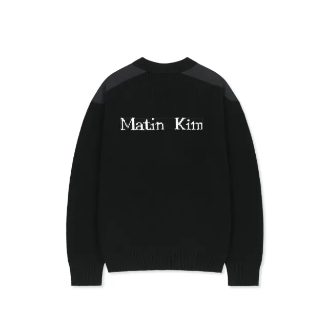 【MATIN KIM】官方旗艦 拼接設計針織拉鍊外套男款(黑色)