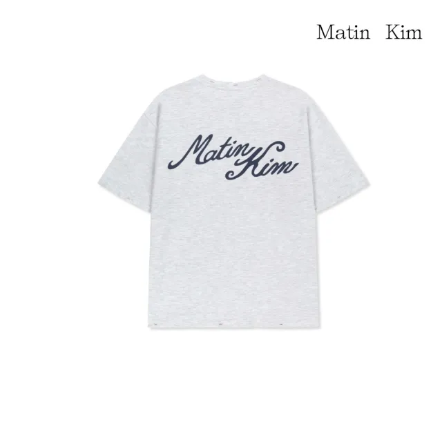 【MATIN KIM】官方旗艦 草寫LOGO口袋造型上衣(淺灰)
