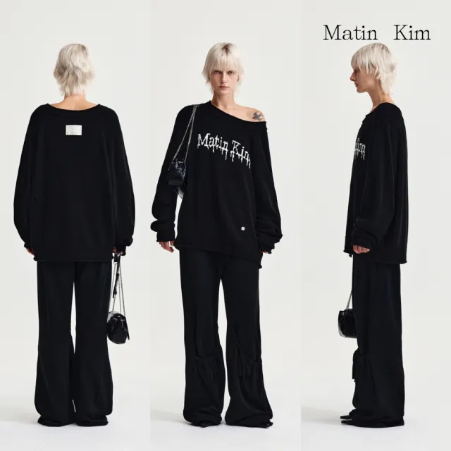 【MATIN KIM】官方旗艦 雙穿式露肩刷破針織上衣(多款任選)