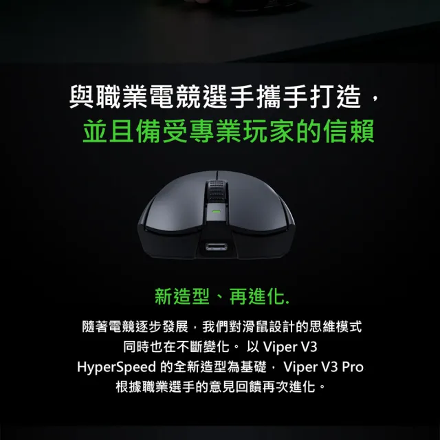 【Razer 雷蛇】滑鼠墊超值組★Viper V3 Pro 無線電競滑鼠+Pro Glide防滑滑鼠墊