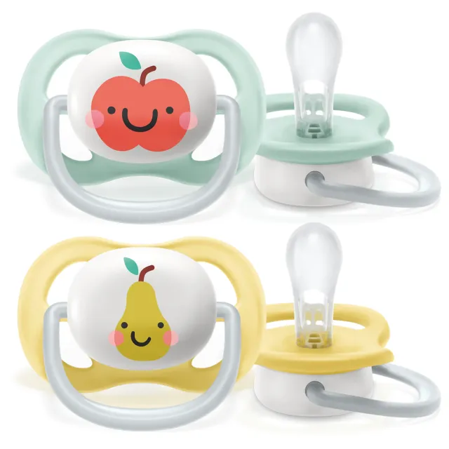 【PHILIPS AVENT】飛利浦新安怡 透氣開心安撫奶嘴 0-6m 2入--蘋果/洋梨(SCF080/17)