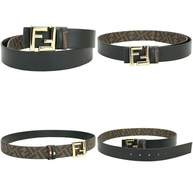 【FENDI 芬迪】FF Squared 雙面用 35mm 老花拼牛皮腰帶(多款 皮帶 皮件 真皮)