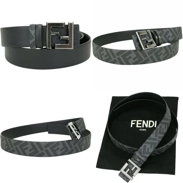 【FENDI 芬迪】FF Squared 雙面用 35mm 老花拼牛皮腰帶(多款 皮帶 皮件 真皮)