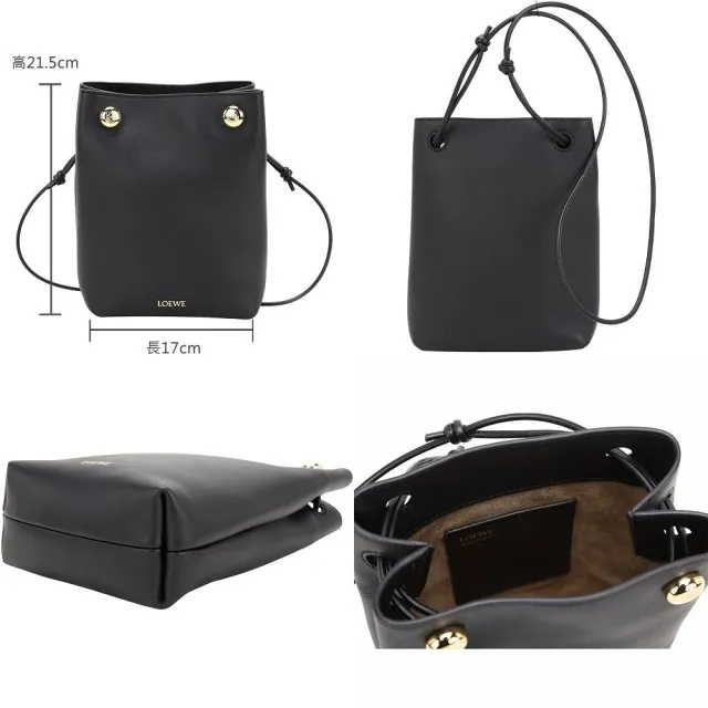 【LOEWE 羅威】Anagram Pebble 新版 雙卵石金壓紋小牛皮肩 斜背骰子包(多色 真皮 隨身小包 側背包)