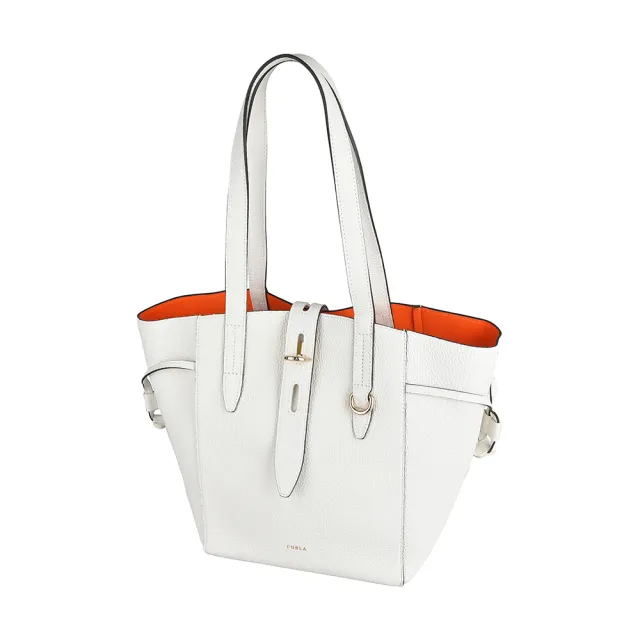 【FURLA 芙拉】FURLA Net小牛皮手提肩背托特包(粉白)