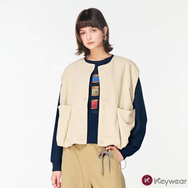 【KeyWear 奇威名品】純棉立體抽繩造型背心(共3色)