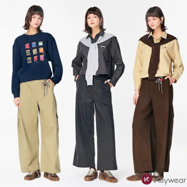 【KeyWear 奇威名品】俐落剪裁工裝寬褲/休閒寬褲(多款任選)