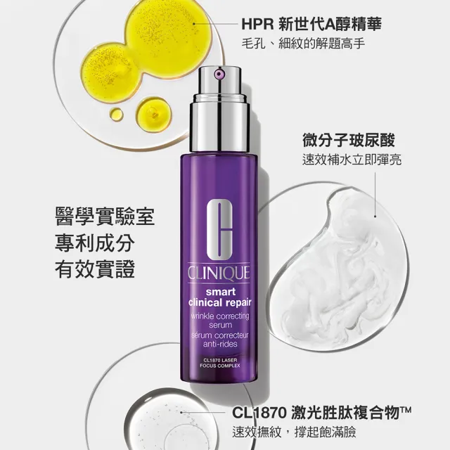 【CLINIQUE 倩碧】天才A醇精華煥膚組(天才激光修護煥膚精華50ml+10mlx3/醫美後適用)