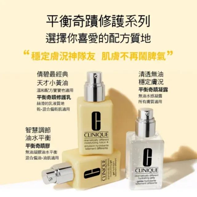 【CLINIQUE 倩碧】平衡修護乳週年慶大容量組 (奇蹟乳or奇蹟膠200ml+125ml/小黃油/醫美術後適用)