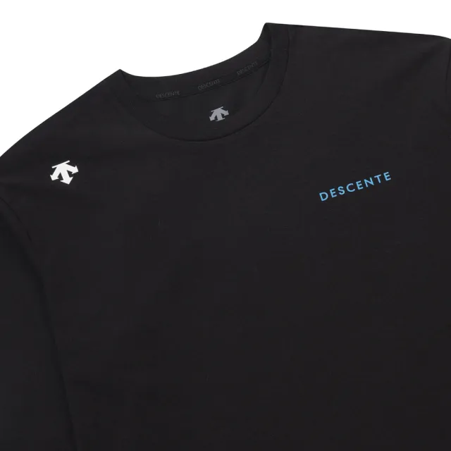 【DESCENTE】迪桑特 中性 吸濕速乾寬鬆長袖運動T恤 黑色/珊瑚色 SR323UTL75
