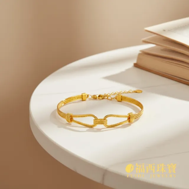 【福西珠寶】黃金手環 流金時光拉絲圈圈手環 細緻拉絲紋理×圈圈造型 活動手圍 (金重3.26錢正負0.03錢)