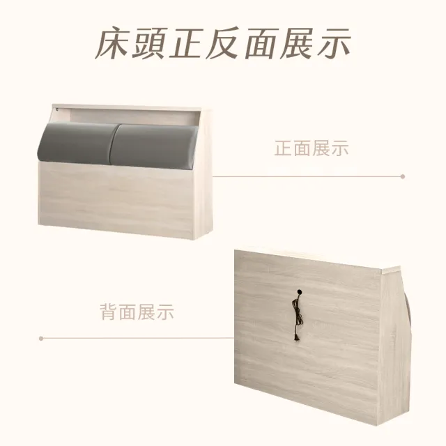 【IHouse】保羅 雙大6尺貓抓皮軟枕靠墊 收納充電床頭箱(台灣製木心板)