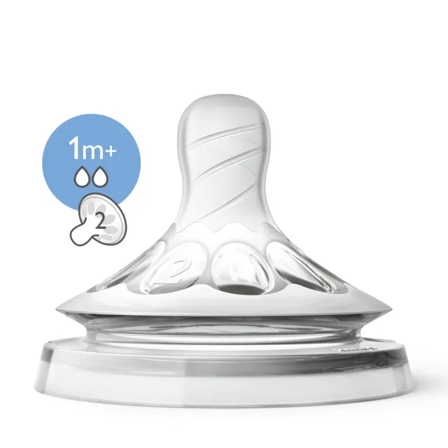 【PHILIPS AVENT】飛利浦新安怡 親乳感防脹氣奶嘴雙入裝 慢流量 1M+ 二號嘴(SCF652/23)