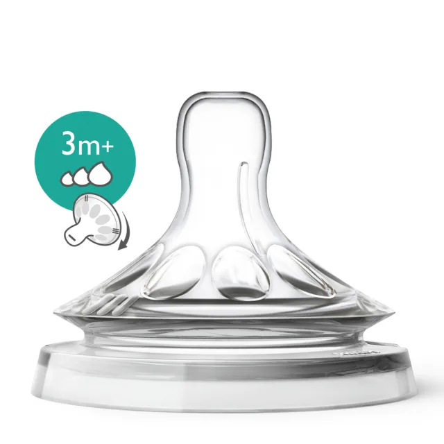 【PHILIPS AVENT】飛利浦新安怡 親乳感防脹氣奶嘴雙入裝 可調速 3M+一字孔(SCF655/23)