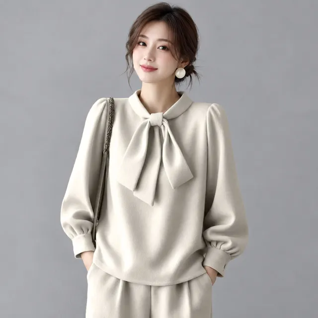 【Pure 衣櫃】知性優雅蝴蝶結領飾燈籠袖上衣(知性/蝴蝶結/上衣/KDTQ-B925)
