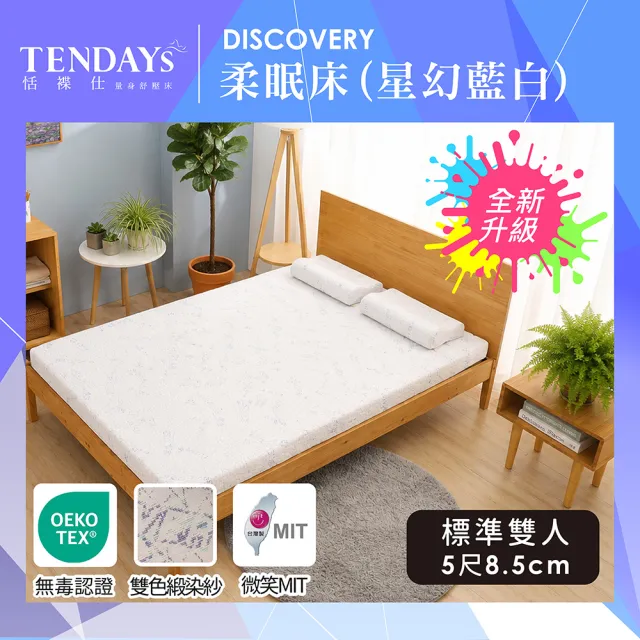 【TENDAYS】DS柔眠床墊5尺標準雙人(星幻藍白 8.5cm厚 記憶床)