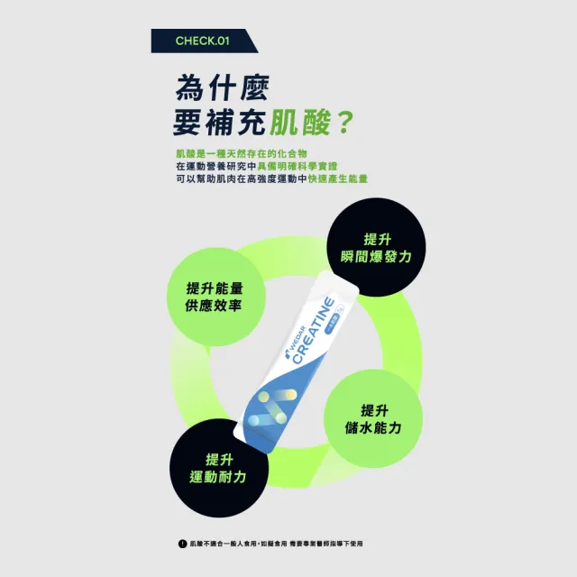 【Wedar 薇達】iCreatine 一水肌酸 2盒(30包/盒.5g/包.快速溶解.隨身包.高純度.無調味.純素.運動補給)