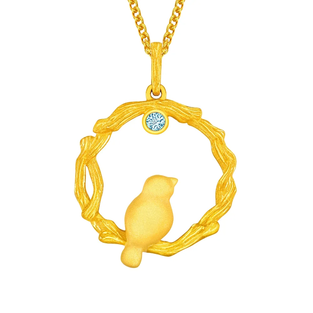 【Just Gold 鎮金店】鳥語 The Nightingale  黃金吊墜(不含鍊)