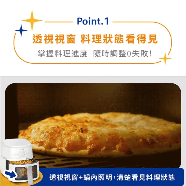 【Philips 飛利浦】抽UX20戰鬥陀螺_星樂視透視海星氣炸鍋4.2L_NA221_黑白兩色任選
