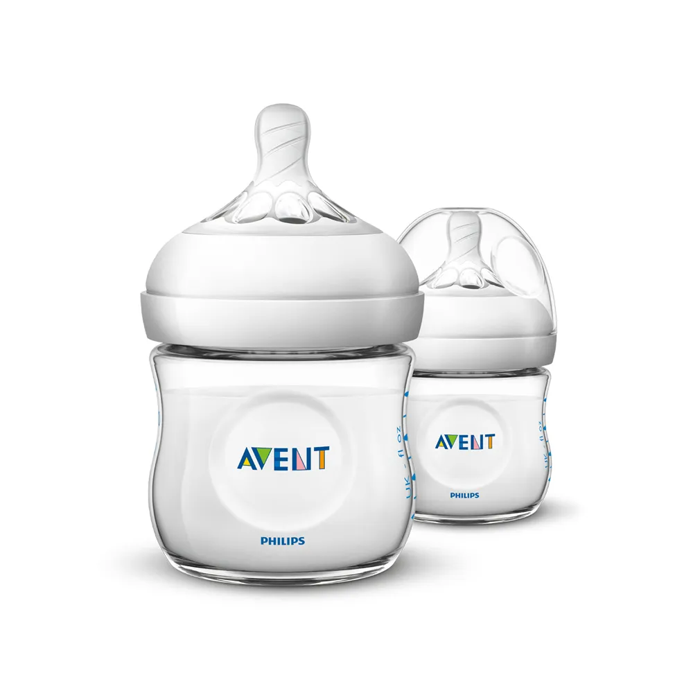 【PHILIPS AVENT】飛利浦新安怡 寬口防脹氣親乳感PP奶瓶125ml雙入組 奶嘴0月+(SCF690/23)