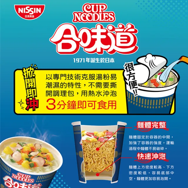 【NISSIN 日清】(分次配)合味道 海鮮味杯麵24入/箱