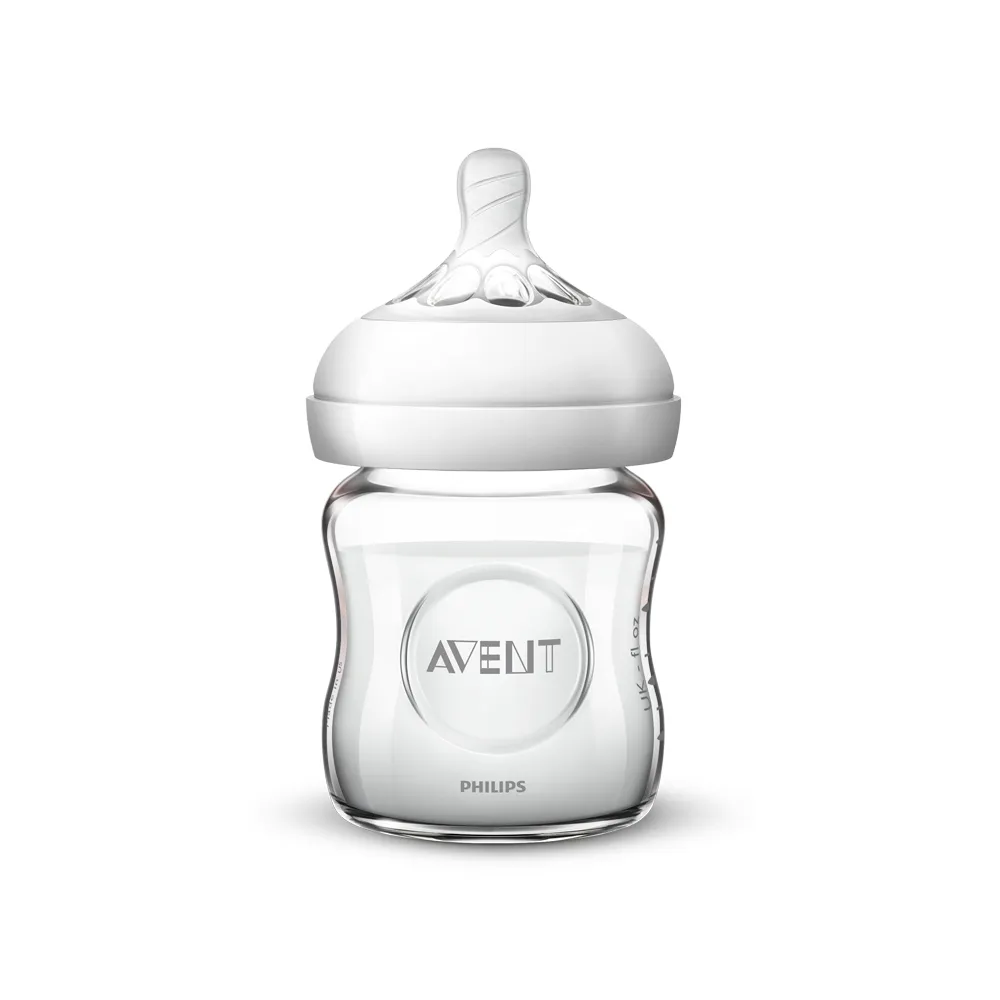 【PHILIPS AVENT】飛利浦新安怡 寬口防脹氣親乳感玻璃奶瓶120ml 奶嘴0月+(SCF671/13)